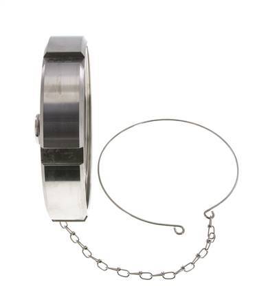 Blindwartel Rd130 X 1/4'' DN 100 RVS 1.4301 NBR DIN 11851 FDA 21 met Ketting