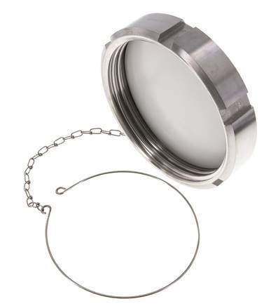 Blindwartel Rd130 X 1/4'' DN 100 RVS 1.4301 NBR DIN 11851 FDA 21 met Ketting