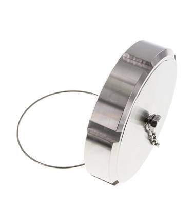 Blindwartel Rd110 X 1/4'' DN 80 RVS 1.4404 NBR DIN 11851 FDA 21 met Ketting