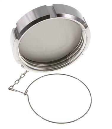 Blindwartel Rd110 X 1/4'' DN 80 RVS 1.4404 NBR DIN 11851 FDA 21 met Ketting