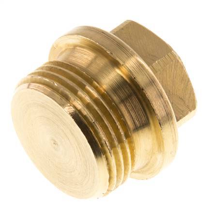 Plug G1'' Messing met kraag en buitenzeskant 16 bar (224.8psi)