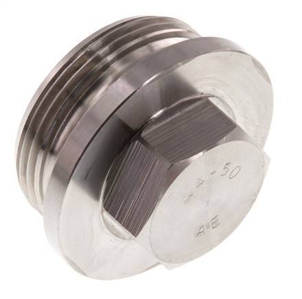 Plug G1 1/2'' RVS met kraag en buitenzeskant 40bar (562.0psi)