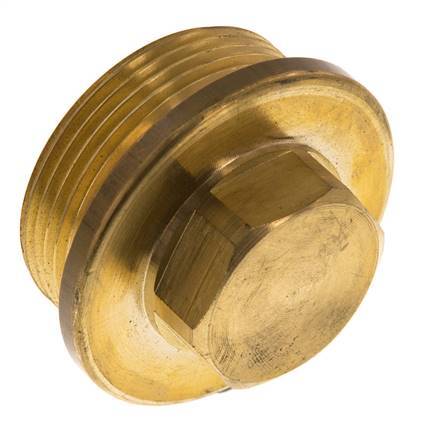 Plug G1 1/2'' Brass with Collar and External Hex 16bar (224.8psi)