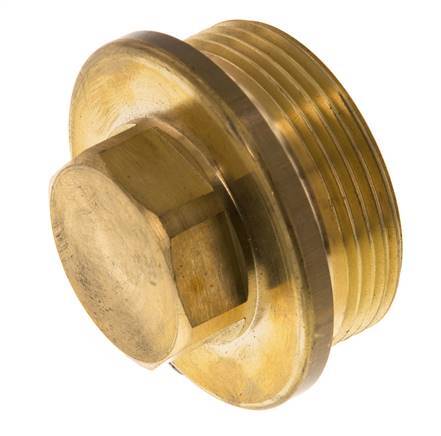 Plug G1 1/2'' Messing met kraag en buitenzeskant 16 bar (224.8psi)