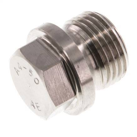 Plug G1/2'' RVS met kraag en buitenzeskant 40bar (562.0psi)