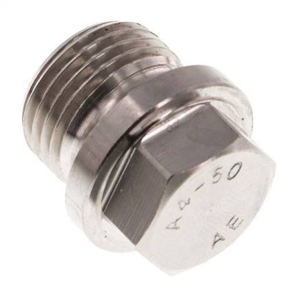 Plug G1/2'' RVS met kraag en buitenzeskant 40bar (562.0psi)