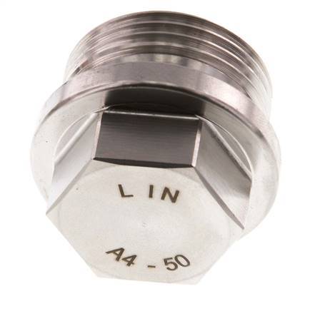 Plug G1'' RVS met kraag en buitenzeskant 40bar (562.0psi)