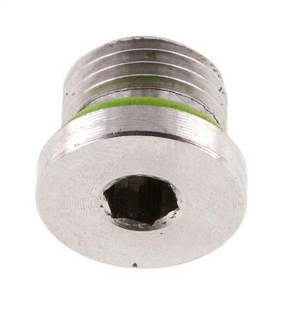 Plug UNF 1/2''-20 RVS FKM met binnenzeskant 630 bar (8851.5psi)