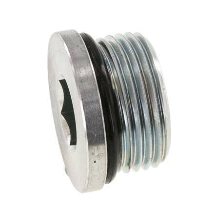 Plug UN 1-3/16''-12 Staal NBR met binnenzeskant 400bar (5620.0psi)