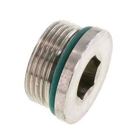 Plug UN 1-5/16''-12 RVS FKM met binnenzeskant 400bar (5620.0psi)