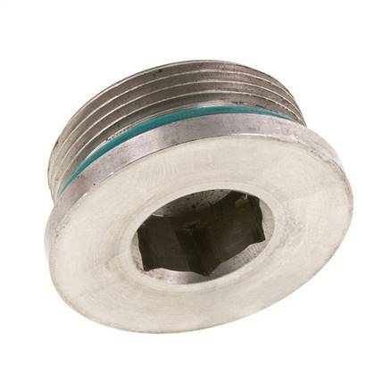 Plug UN 1-5/8''-12 RVS FKM met binnenzeskant 250 bar (3512.5psi)