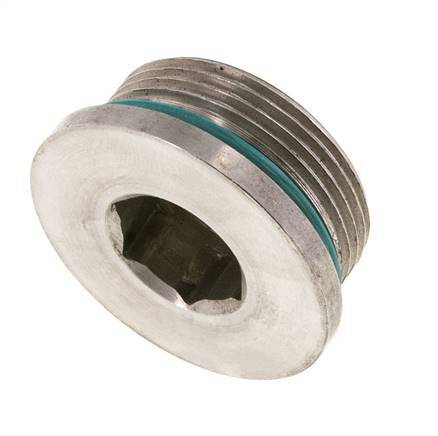 Plug UN 1-5/8''-12 RVS FKM met binnenzeskant 250 bar (3512.5psi)