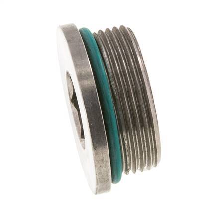 Plug UN 1-5/8''-12 RVS FKM met binnenzeskant 250 bar (3512.5psi)