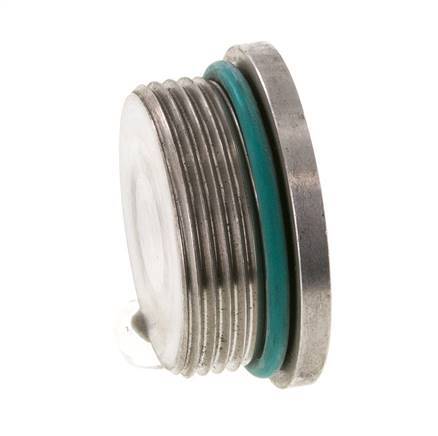 Plug UN 1-5/8''-12 RVS FKM met binnenzeskant 250 bar (3512.5psi)