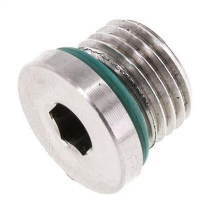 Plug UNF 9/16''-18 RVS FKM met binnenzeskant 630bar (8851.5psi)