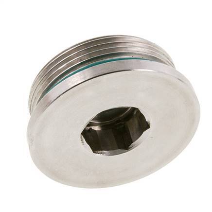 Plug UN 1-7/8''-12 RVS FKM met binnenzeskant 250 bar (3512.5psi)