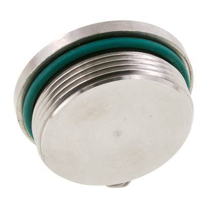 Plug UN 1-7/8''-12 RVS FKM met binnenzeskant 250 bar (3512.5psi)