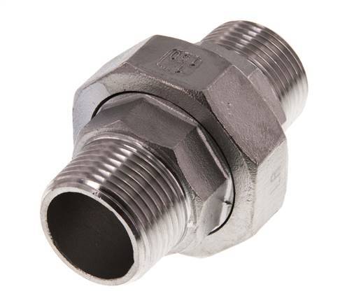 Rechte aansluiting R1'' RVS met Vlakke Afdichting PTFE 16bar