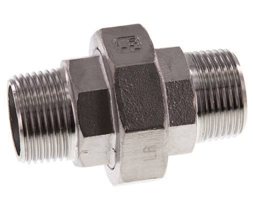 Rechte aansluiting R1'' RVS met Vlakke Afdichting PTFE 16bar