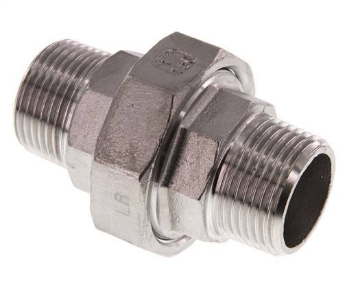 Rechte aansluiting R1'' RVS met Vlakke Afdichting PTFE 16bar