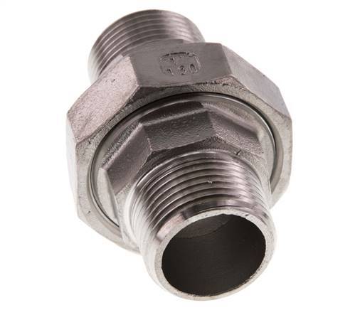 Rechte aansluiting R1'' RVS met Vlakke Afdichting PTFE 16bar