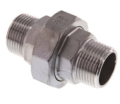 Rechte aansluiting R1'' RVS met Vlakke Afdichting PTFE 16bar