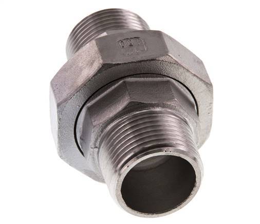Rechte aansluiting R1'' RVS met Vlakke Afdichting PTFE 16bar