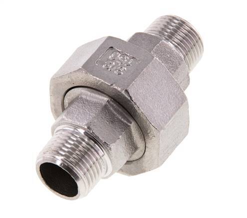Rechte Aansluiting R3/8'' RVS met Vlakke Afdichting PTFE 16bar