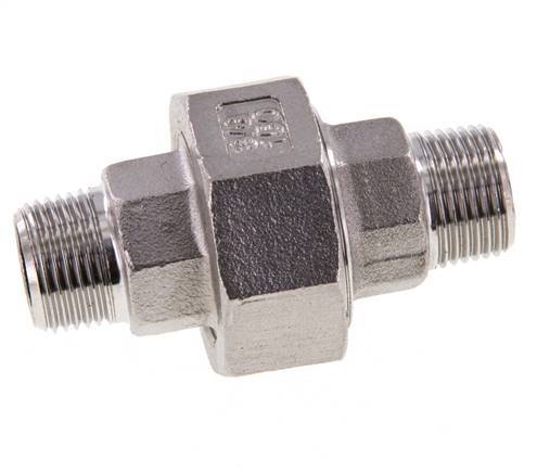 Rechte Aansluiting R3/8'' RVS met Vlakke Afdichting PTFE 16bar