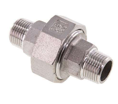 Rechte Aansluiting R3/8'' RVS met Vlakke Afdichting PTFE 16bar