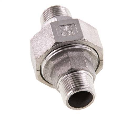 Rechte Aansluiting R3/8'' RVS met Vlakke Afdichting PTFE 16bar
