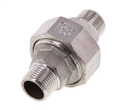 Rechte Aansluiting R3/8'' RVS met Vlakke Afdichting PTFE 16bar