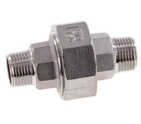 Rechte Aansluiting R3/8'' RVS met Vlakke Afdichting PTFE 16bar
