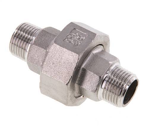 Rechte Aansluiting R3/8'' RVS met Vlakke Afdichting PTFE 16bar