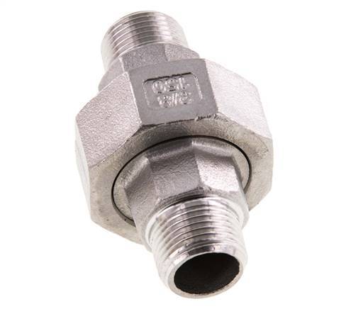 Rechte Aansluiting R3/8'' RVS met Vlakke Afdichting PTFE 16bar