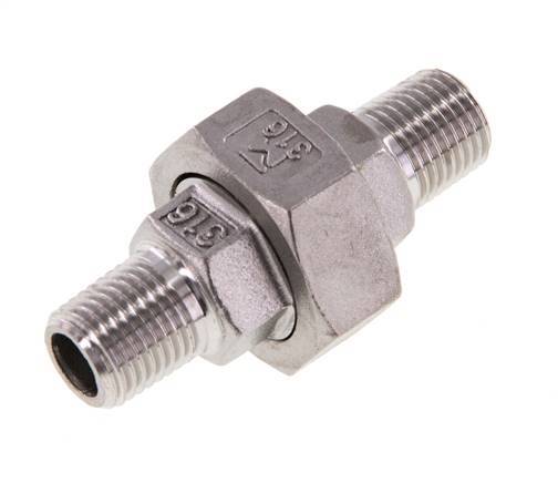 Union Straight Connector R1/4'' Stainless Steel Flat Seal PTFE 16bar (224.8psi)