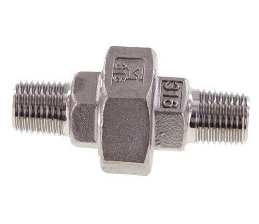 Rechte Aansluiting R1/4'' RVS met Vlakke Afdichting PTFE 16bar