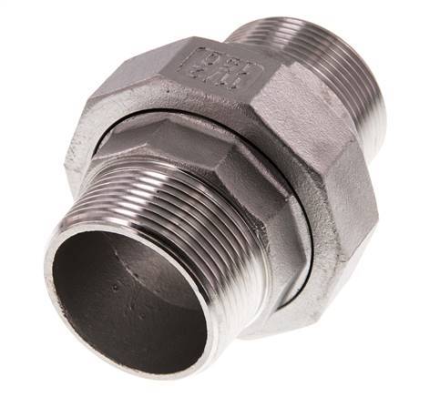 Rechte Aansluiting R1 1/2'' RVS met Vlakke Afdichting PTFE 16bar