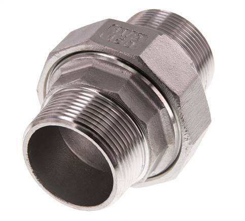 Rechte Aansluiting R1 1/2'' RVS met Vlakke Afdichting PTFE 16bar