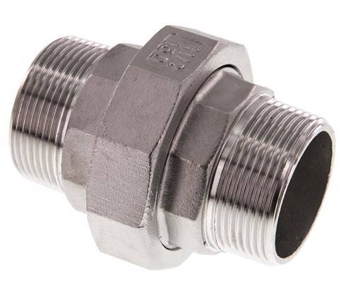 Rechte Aansluiting R1 1/2'' RVS met Vlakke Afdichting PTFE 16bar