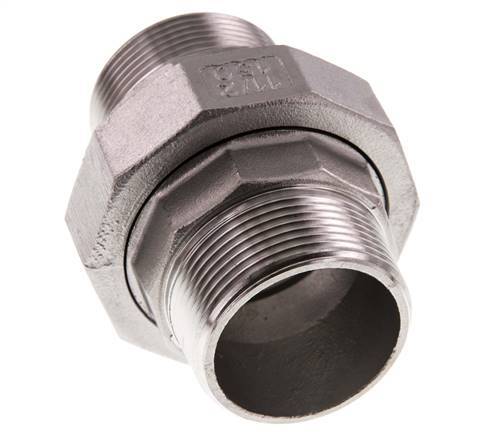 Rechte Aansluiting R1 1/2'' RVS met Vlakke Afdichting PTFE 16bar