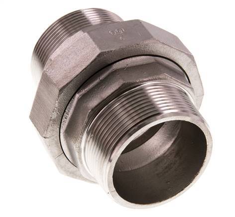 Rechte Aansluiting R2'' RVS met Vlakke Afdichting PTFE 16bar