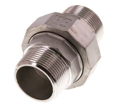 Rechte Aansluiting R1 1/4" RVS met Vlakke Afdichting PTFE 16bar