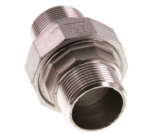Rechte Aansluiting R1 1/4" RVS met Vlakke Afdichting PTFE 16bar