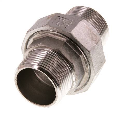 Rechte Aansluiting R1 1/4" RVS met Vlakke Afdichting PTFE 16bar