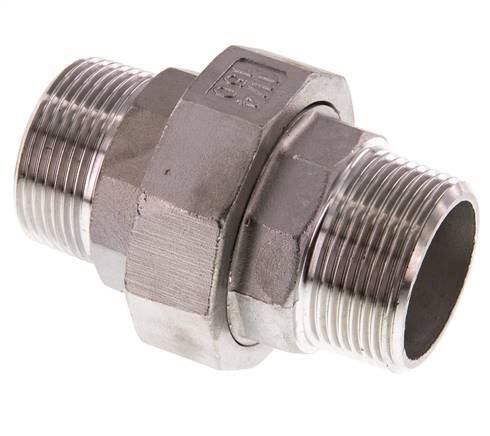 Rechte Aansluiting R1 1/4" RVS met Vlakke Afdichting PTFE 16bar