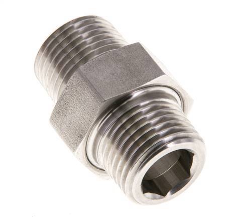 Dubbele Nippel R1/2'' Afneembare RVS Vlakke Afdichting PTFE 40bar