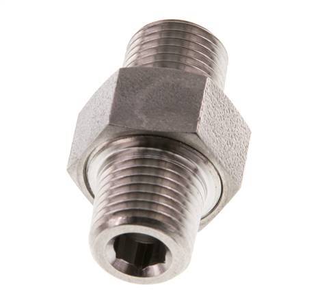 Dubbele Nippel R1/4" Afneembare RVS Conische Verbinding 40bar