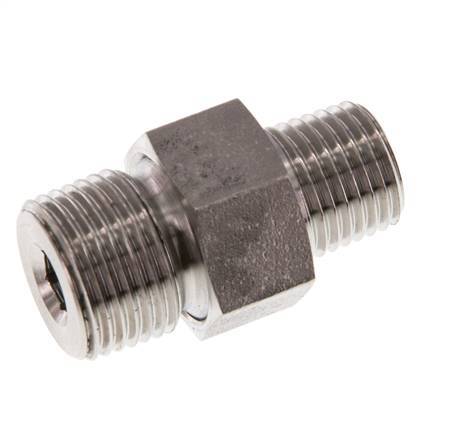 Dubbele Nippel R1/4 '' X R3/8 '' Afscheidbare RVS Conische Afdichting 40bar