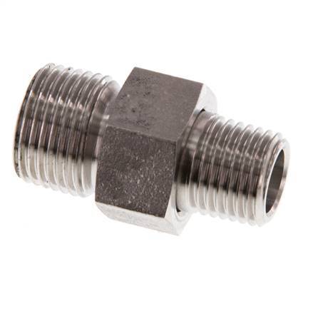 Dubbele Nippel R1/4 '' X R3/8 '' Afscheidbare RVS Conische Afdichting 40bar